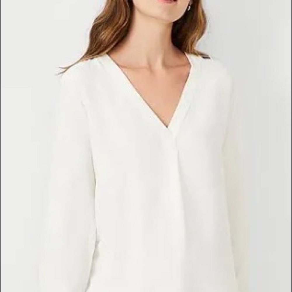 Ann Taylor Mixed Media Pleat Front Top